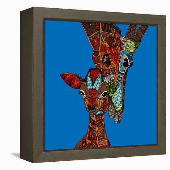 Giraffe Love-Sharon Turner-Framed Stretched Canvas