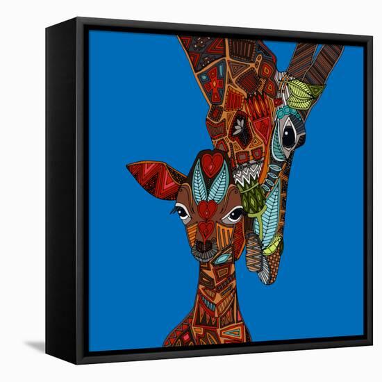 Giraffe Love-Sharon Turner-Framed Stretched Canvas