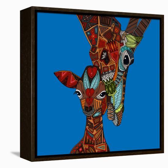 Giraffe Love-Sharon Turner-Framed Stretched Canvas