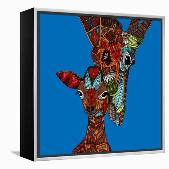 Giraffe Love-Sharon Turner-Framed Stretched Canvas