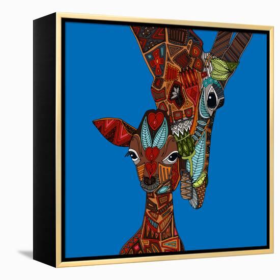 Giraffe Love-Sharon Turner-Framed Stretched Canvas