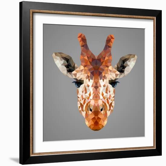 Giraffe Low Poly Portrait-kakmyc-Framed Premium Giclee Print