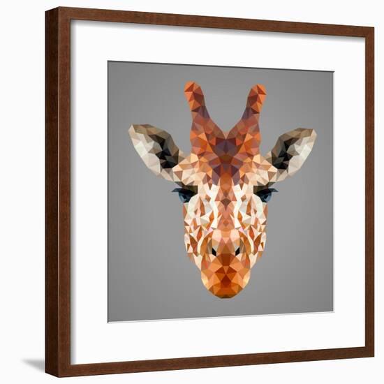 Giraffe Low Poly Portrait-kakmyc-Framed Premium Giclee Print