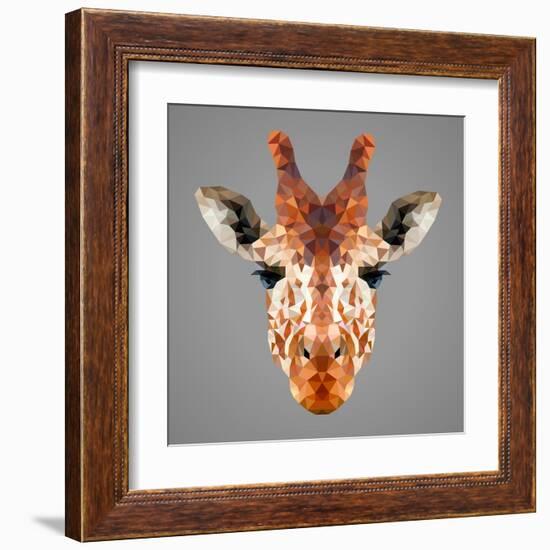 Giraffe Low Poly Portrait-kakmyc-Framed Art Print