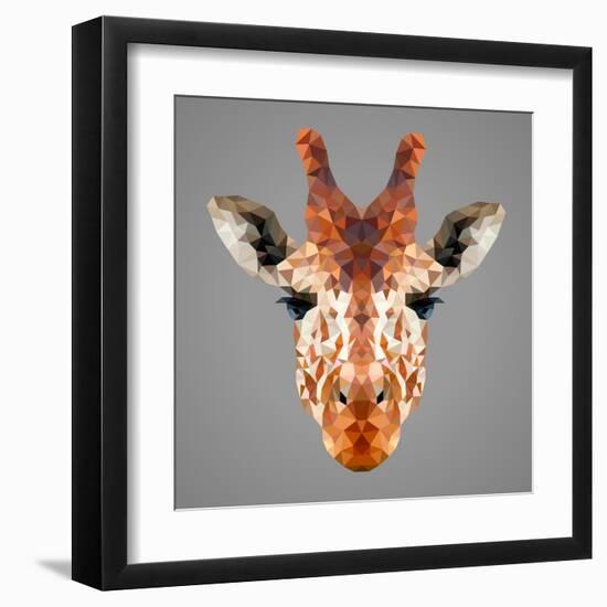 Giraffe Low Poly Portrait-kakmyc-Framed Art Print