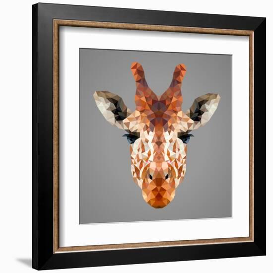 Giraffe Low Poly Portrait-kakmyc-Framed Art Print