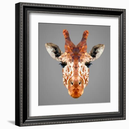 Giraffe Low Poly Portrait-kakmyc-Framed Art Print