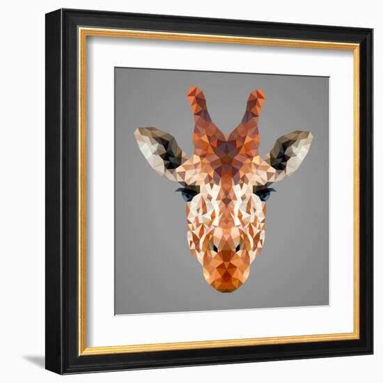 Giraffe Low Poly Portrait-kakmyc-Framed Art Print