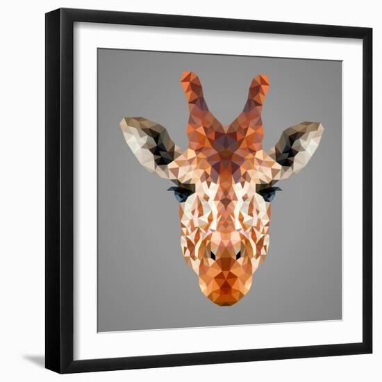 Giraffe Low Poly Portrait-kakmyc-Framed Art Print