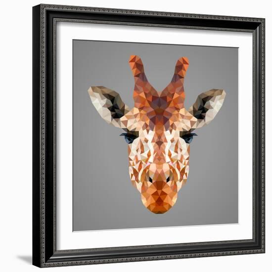 Giraffe Low Poly Portrait-kakmyc-Framed Art Print