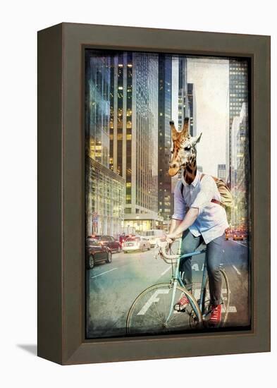 Giraffe on a Bike-GI ArtLab-Framed Premier Image Canvas