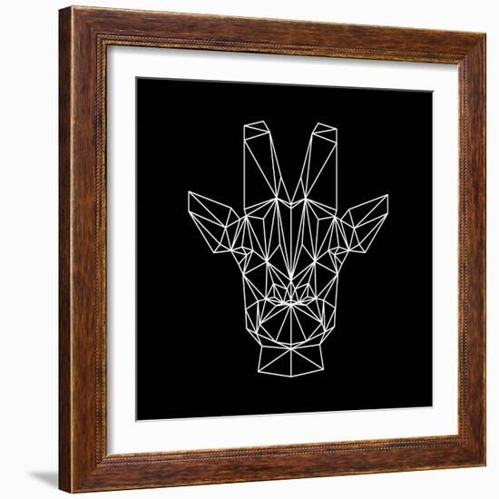 Giraffe on Black-Lisa Kroll-Framed Art Print
