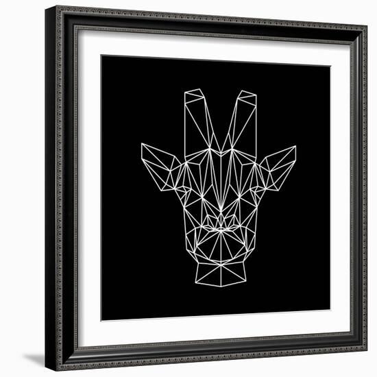 Giraffe on Black-Lisa Kroll-Framed Art Print