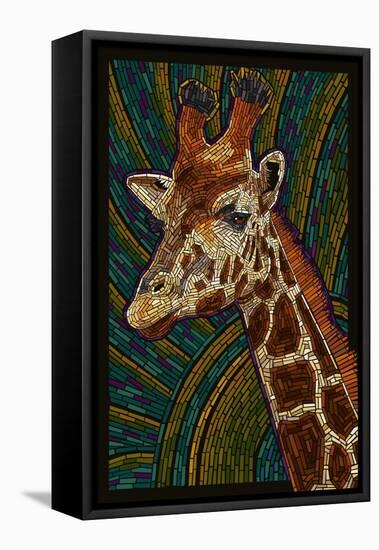 Giraffe - Paper Mosaic-Lantern Press-Framed Stretched Canvas