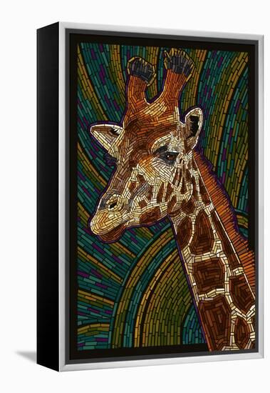 Giraffe - Paper Mosaic-Lantern Press-Framed Stretched Canvas