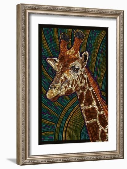 Giraffe - Paper Mosaic-Lantern Press-Framed Art Print