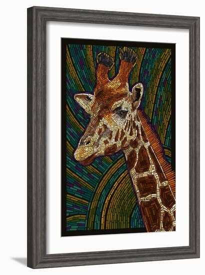 Giraffe - Paper Mosaic-Lantern Press-Framed Art Print