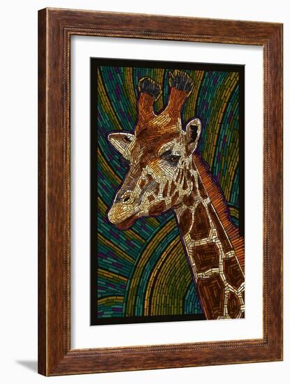 Giraffe - Paper Mosaic-Lantern Press-Framed Art Print