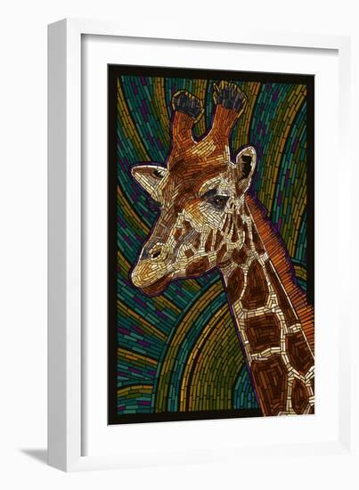 Giraffe - Paper Mosaic-Lantern Press-Framed Art Print