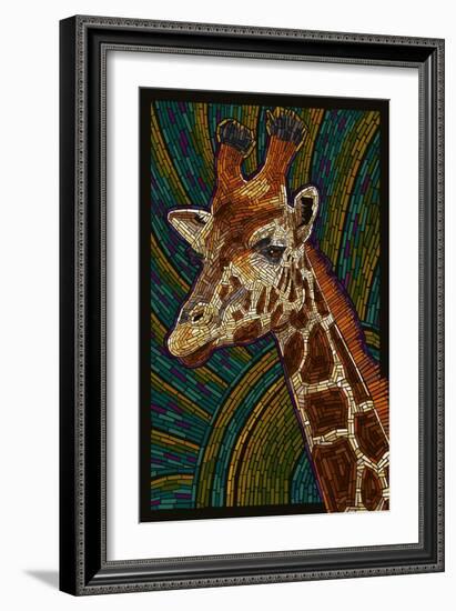 Giraffe - Paper Mosaic-Lantern Press-Framed Art Print