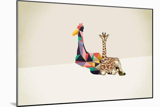 Giraffe - Walking Shadows-Jason Ratliff-Mounted Giclee Print