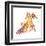Giraffe Watercolor Illustration with Splash Textured Background.-Faenkova Elena-Framed Art Print