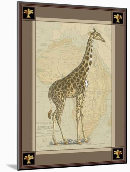 Giraffe with Border II-null-Mounted Art Print