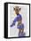 Giraffe with Purple Boa-Fab Funky-Framed Stretched Canvas