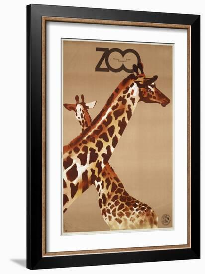 Giraffe Zoo Poland-Vintage Apple Collection-Framed Giclee Print