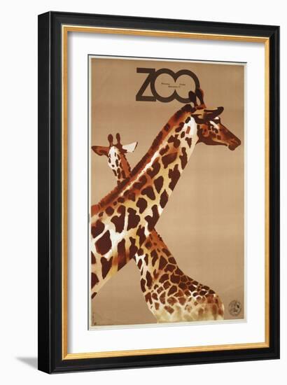 Giraffe Zoo Poland-Vintage Apple Collection-Framed Giclee Print