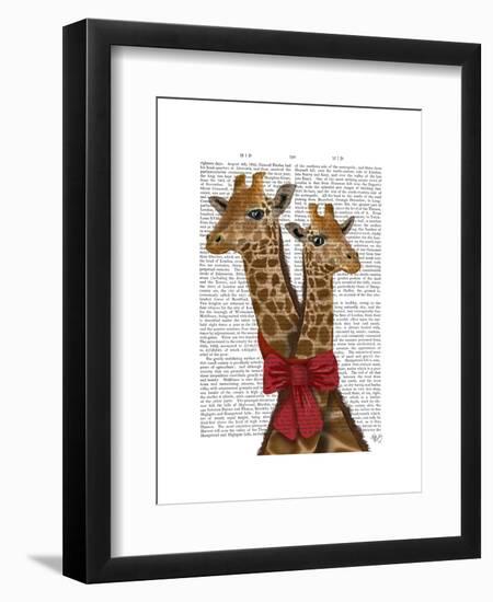 Giraffes and Bow-Fab Funky-Framed Art Print