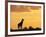 Giraffes, Silhouetted at Sunset, Etosha National Park, Namibia, Africa-Ann & Steve Toon-Framed Premium Photographic Print