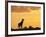 Giraffes, Silhouetted at Sunset, Etosha National Park, Namibia, Africa-Ann & Steve Toon-Framed Premium Photographic Print