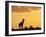 Giraffes, Silhouetted at Sunset, Etosha National Park, Namibia, Africa-Ann & Steve Toon-Framed Photographic Print