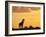 Giraffes, Silhouetted at Sunset, Etosha National Park, Namibia, Africa-Ann & Steve Toon-Framed Photographic Print