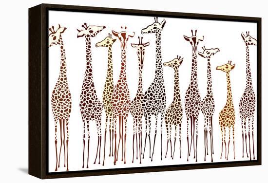 Giraffes-Milovelen-Framed Stretched Canvas