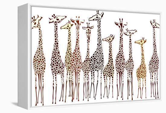 Giraffes-Milovelen-Framed Stretched Canvas