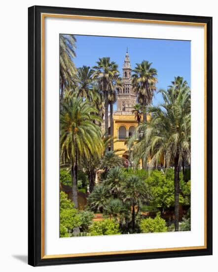 Giralda Tower Seen from Alcazar Gardens, Seville, Spain-Alan Copson-Framed Photographic Print