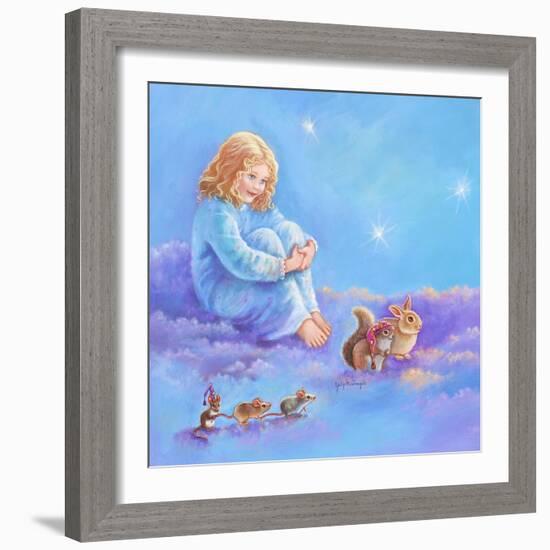 Girl and Animals in Clouds I-Judy Mastrangelo-Framed Giclee Print