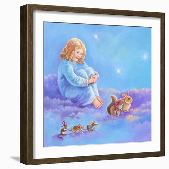 Girl and Animals in Clouds I-Judy Mastrangelo-Framed Giclee Print