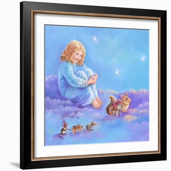 Girl and Animals in Clouds I-Judy Mastrangelo-Framed Giclee Print