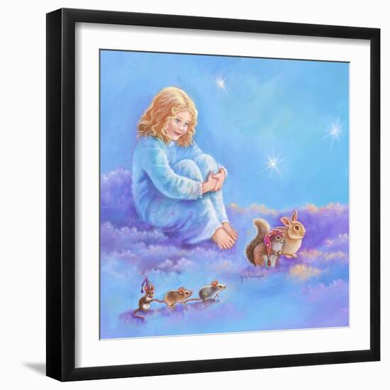 Girl and Animals in Clouds I-Judy Mastrangelo-Framed Giclee Print