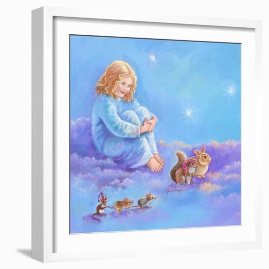 Girl and Animals in Clouds I-Judy Mastrangelo-Framed Giclee Print