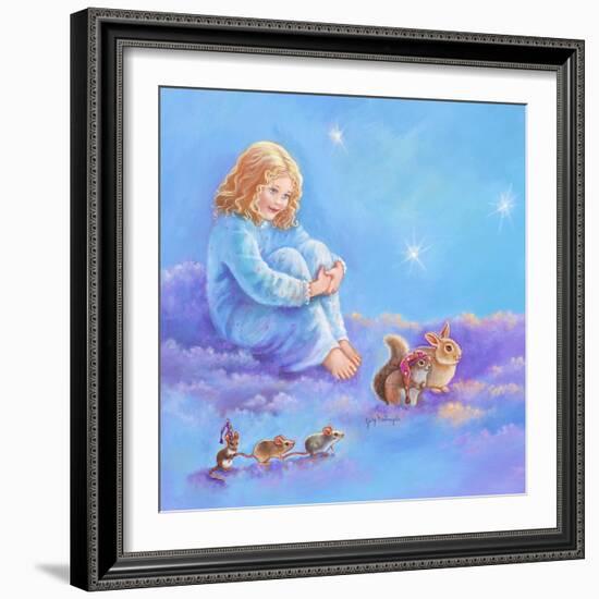 Girl and Animals in Clouds I-Judy Mastrangelo-Framed Giclee Print