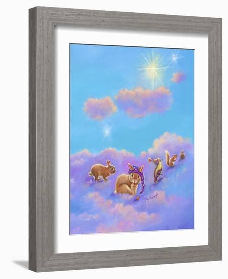 Girl and Animals in Clouds II-Judy Mastrangelo-Framed Giclee Print