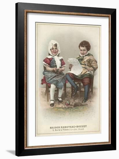 Girl and Boy Wearing Traditional Costume-null-Framed Giclee Print