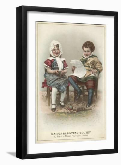 Girl and Boy Wearing Traditional Costume-null-Framed Giclee Print