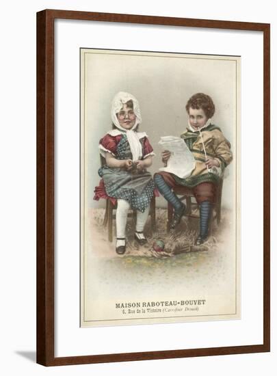 Girl and Boy Wearing Traditional Costume-null-Framed Giclee Print