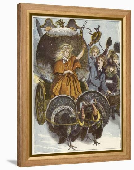 Girl and Chariot Being Pulled by Turkeys-null-Framed Premier Image Canvas