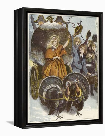 Girl and Chariot Being Pulled by Turkeys-null-Framed Premier Image Canvas